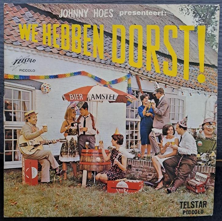 AMSTEL - 2 grammofoonplaten (Johnny Hoes) + hoes v. Heineken, Verzamelen, Biermerken, Gebruikt, Overige typen, Amstel, Ophalen of Verzenden