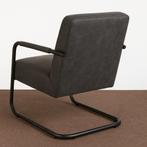 Stijlvolle grijze fauteuil met metalen frame, Huis en Inrichting, Fauteuils, 75 tot 100 cm, Ophalen of Verzenden, Zo goed als nieuw