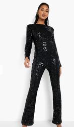 Boohoo jumpsuit glitter pak pailletten zwart 40: 34/XS 36/S, Kleding | Dames, Nieuw, Boohoo, Maat 34 (XS) of kleiner, Zwart