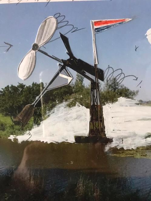 Han Bennink, collage, ontwerp De Transplantmolen, Antiek en Kunst, Kunst | Overige Kunst, Ophalen