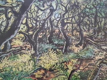 Prachtig schilderij  bos landschap gesigneerd met monogram beschikbaar voor biedingen