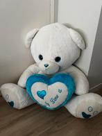 Grote witte teddybeer met blauwe hart - “i love you”, Ophalen, Zo goed als nieuw, Beer