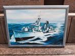 Maritiem - Hr.Ms. Limburg    D 814 / gesigneerd :  KOK, Antiek en Kunst, Kunst | Schilderijen | Klassiek, Ophalen of Verzenden