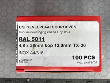 3 doosjes HPL schroeven RAL 5011 (staal blauw)