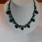 Antieke Kralenketting Turquoise, Geel, Brons, Verzenden