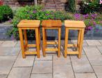 Houten Krukjes - Set van 3, Ophalen, Gebruikt, Bruin, Eén