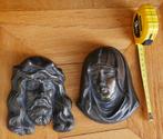 Bronzen muurhangers Jesus en Maria, Antiek en Kunst, Antiek | Religie, Ophalen of Verzenden