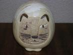 Vintage Japanse spaarpot kat van keramiek handgemaakt, Verzamelen, Spaarpotten, Ophalen of Verzenden, Zo goed als nieuw, Steen, Aardewerk of Keramiek