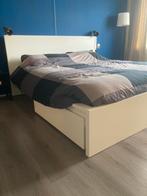 Tweepersoonsbed met opberglades, Ophalen, Wit, Tweepersoons, Zo goed als nieuw