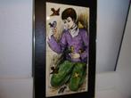 Heel mooi vintage retro tegelplateau, kind vogels gesigneerd, Antiek en Kunst, Ophalen of Verzenden