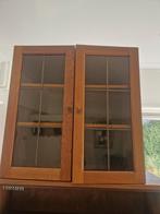 Houten kast met glas in lood, Huis en Inrichting, Ophalen, Glas, Vintage, 50 tot 100 cm