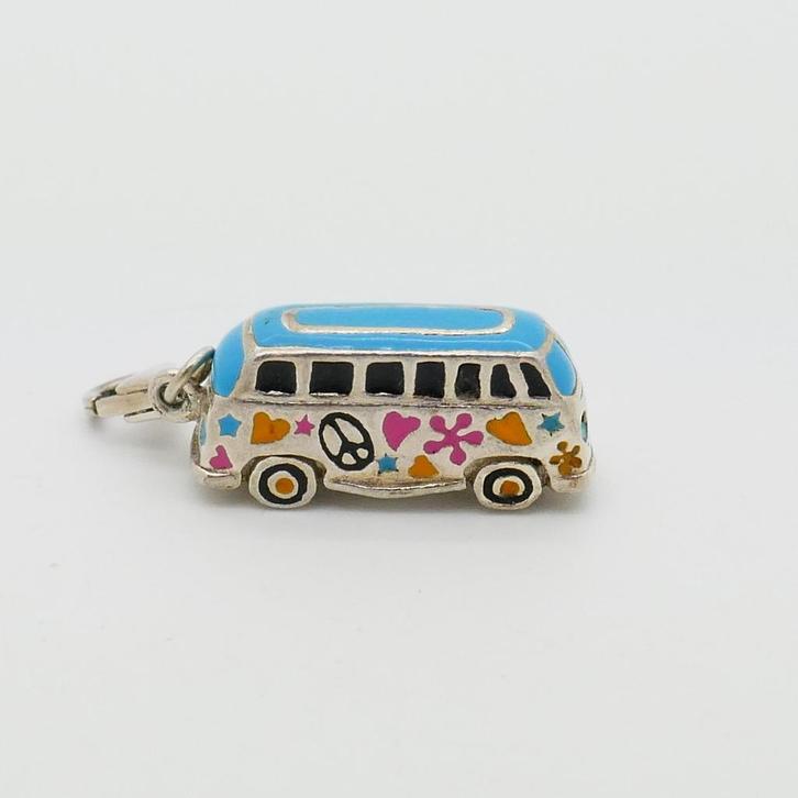 Zilveren hanger Volkswagen hippie bus, Sieraden, Tassen en Uiterlijk, Kettinghangers, Gebruikt, Zilver, Overige kleuren, Overige voorstellingen