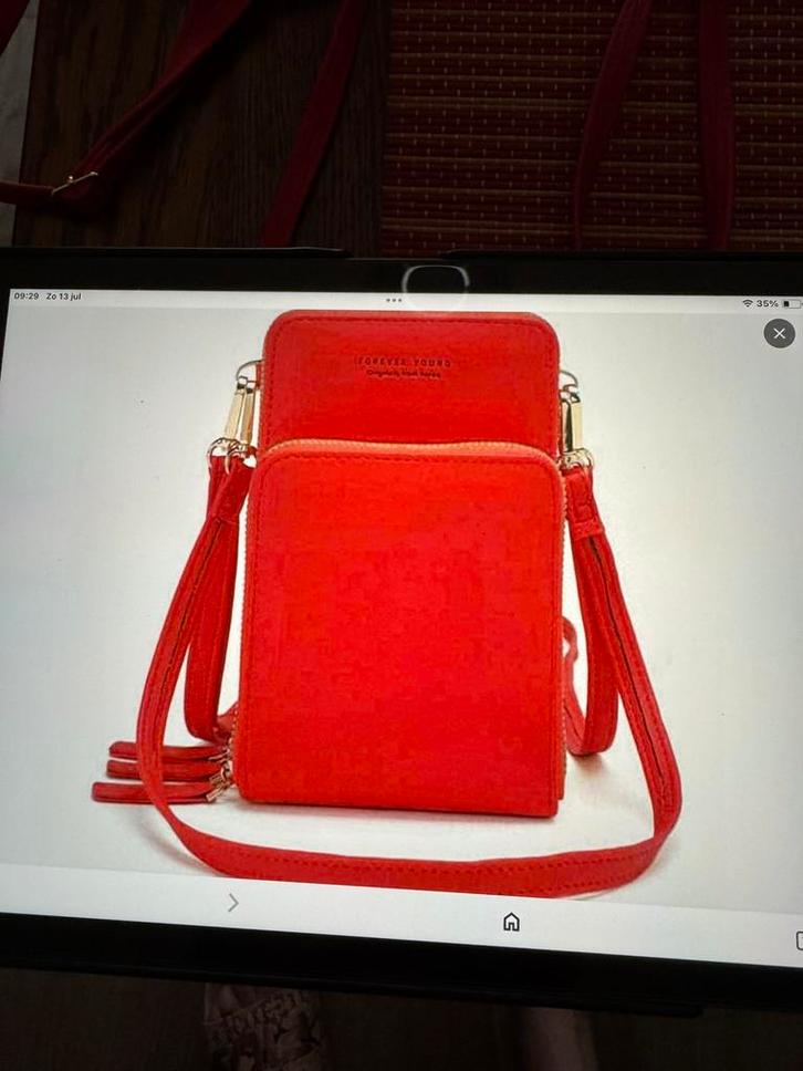 Kleine multifunctionele schouder tasje, Sieraden, Tassen en Uiterlijk, Tassen | Schoudertassen, Zo goed als nieuw, Rood, Leer