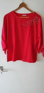 ENCUENTRO RODE TRUI MET PARELTJES MOUWEN GESTRIKT MAAT XL, Encuentro, Maat 46/48 (XL) of groter, Nieuw, Ophalen of Verzenden