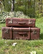 2 vintage oude decoratieve bruine koffers, Minder dan 50 cm, Gebruikt, Ophalen of Verzenden