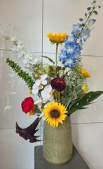 Prachtig bloemstuk, boeket met zijden kunstbloemen incl nw v, Ophalen of Verzenden, Zo goed als nieuw