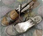 Zilverkleurige open schoenen sleehak; 39; Gina Benotti, Ophalen of Verzenden, Schoenen met hoge hakken, Zo goed als nieuw