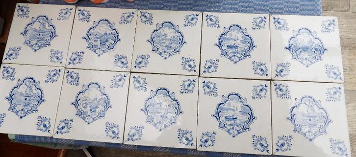 oude tegels/ wandtegels/ tegels 12,2 x 12,2 cm/ E 5,00 pst, Antiek en Kunst, Antiek | Porselein, Ophalen of Verzenden