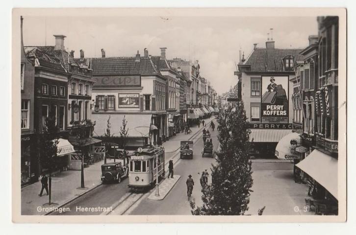 Groningen.  Heerestraat.  1935.   Trams., Verzamelen, Ansichtkaarten | Nederland, Gelopen, Groningen, 1920 tot 1940, Verzenden