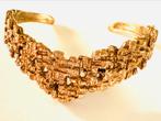 Vintage Finse brutalist cuff armband van Rannekoru pronssia, Ophalen of Verzenden, Gebruikt, Goud