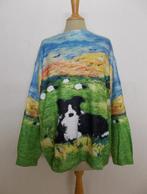Grappige trui met border collie en schaapjes afbeelding! XL, Verzenden, Zo goed als nieuw, Maat 46/48 (XL) of groter, Groen