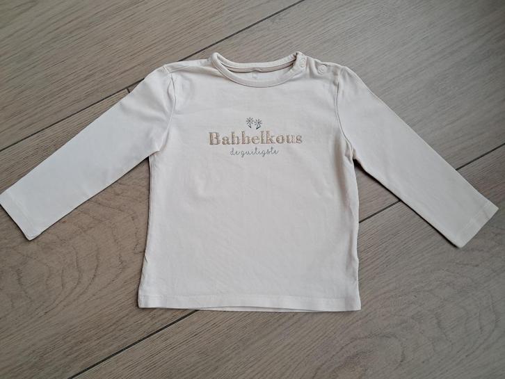 K307 Beige shirt Cuddles & Smiles maat 80, Kinderen en Baby's, Babykleding | Maat 80, Zo goed als nieuw, Meisje, Shirtje of Longsleeve