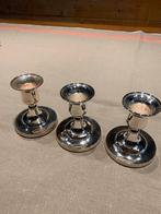 Set van 3 Zilverkleurige Kandelaars, Ophalen of Verzenden