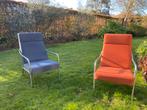 Oranje relax fauteuil modern, Huis en Inrichting, Fauteuils, Gebruikt, 75 tot 100 cm, Ophalen of Verzenden, Riet of Rotan