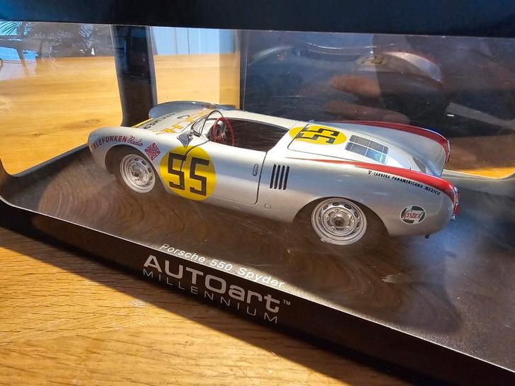 Autoart 1/18 Porsche spyder 550 Panamericana #55, Hobby en Vrije tijd, Modelauto's | 1:18, Zo goed als nieuw, Autoart, Ophalen of Verzenden