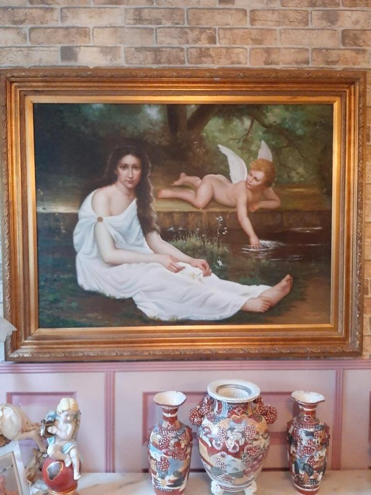 Engelen bewaarder schilderij, Antiek en Kunst, Kunst | Schilderijen | Klassiek, Ophalen of Verzenden