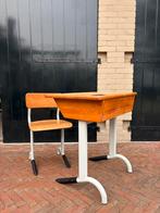Vintage schoolbankje plus stoeltje, Ophalen, Gebruikt, Tafel