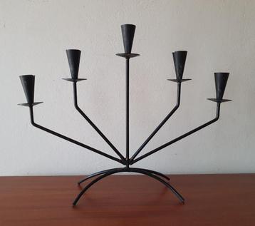 Vintage kandelaar zwart draadstaal 40,5 x 32,5 x 10 cm.  beschikbaar voor biedingen