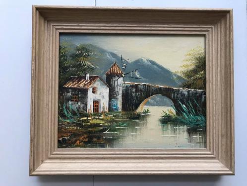Schilderij watermolen - realistisch en klassiek, Antiek en Kunst, Kunst | Schilderijen | Klassiek, Ophalen of Verzenden