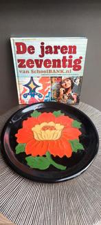 Vintage wandbord bord jaren 70 oranje groen geen zwart, Ophalen of Verzenden