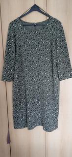Leuke jurk kaki met zwart/witte print mt.44 heel goed, Maat 42/44 (L), Ophalen of Verzenden, Zo goed als nieuw, Hema