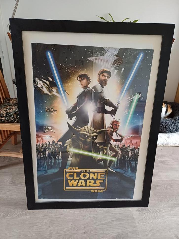 Star Wars the clone wars poster in lijst vintage, Verzamelen, Star Wars, Gebruikt, Boek of Poster, Ophalen of Verzenden