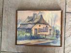 Aquarel Schilderij Boerderij in Lijst, Ophalen of Verzenden