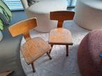 Twee vintage schoolstoeltjes, Ophalen, Gebruikt, Twee, Bruin