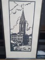 Houtsnede van Jac. de Beer Grote Kerk Den Haag, Antiek en Kunst, Kunst | Etsen en Gravures, Ophalen