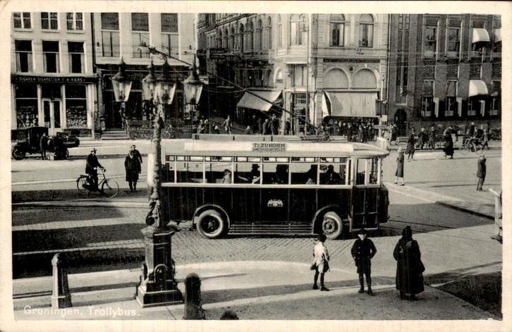 Groningen- Trollybus, Verzamelen, Ansichtkaarten | Nederland, Gelopen, Groningen, Voor 1920, Ophalen of Verzenden