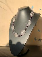 Rozenkwarts amethist bergkristal gouden driehoek uniek SALE, Sieraden, Tassen en Uiterlijk, Kettingen, Paars, Nieuw, Ophalen of Verzenden