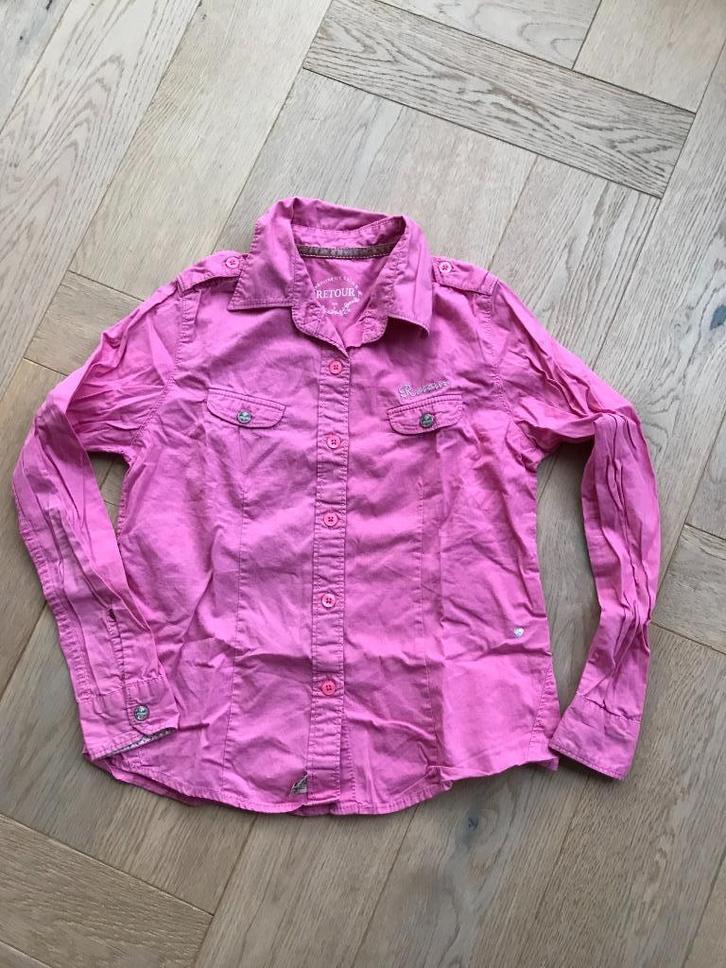 Leuke roze blouse van Retour maat 122/128 (8) - nog erg net!, Kinderen en Baby's, Kinderkleding | Maat 122, Zo goed als nieuw
