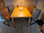 Eethoek met 4 stoelen, Huis en Inrichting, Tafels | Eettafels, Ophalen, Eikenhout, 50 tot 100 cm, Zo goed als nieuw