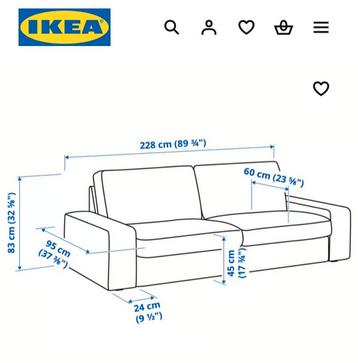 Kivik Ikea 3 zits grijze bank - afbeelding 5