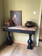 Siede table gietijzer / hout, Huis en Inrichting, Tafels | Sidetables, Ophalen, Zo goed als nieuw, 25 tot 50 cm, Rechthoekig