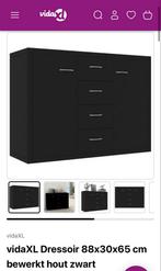 vidaXL Dressoir 88x30x65 cm - Zwart - Nieuw in doos, Huis en Inrichting, Kasten | Ladekasten, Ophalen, Nieuw, 50 tot 100 cm, 3 of 4 laden