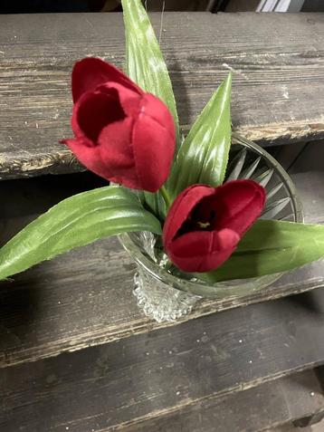 2 rode zijde imitatiebloemen kunstbloemen beschikbaar voor biedingen