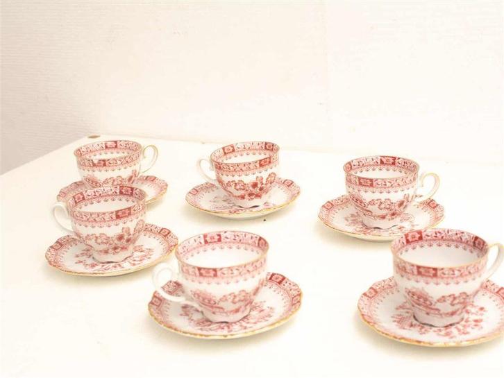 6 kop en 6 schoteltjes 22981, Antiek en Kunst, Antiek | Servies los, Ophalen of Verzenden