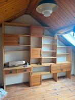 Vintage houten wandkast met bureau gedeelte, Ophalen, Gebruikt, 200 cm of meer, 150 tot 200 cm