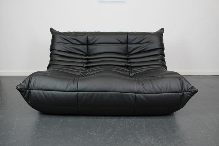 Ligne Roset Togo 2-zits, zwart leer, Huis en Inrichting, Banken | Sofa's en Chaises Longues, Nieuw, Leer, Ophalen